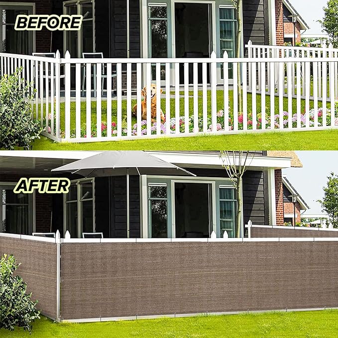 LOVE STORY Balcony Privacy Screen, 3'x9' Deck Shield Screen Fence Cover,UV Protection and Weather-Resistant,3 FT Height for Deck, Patio, Backyard, Outdoor Pool, Porch, Railing, Brown