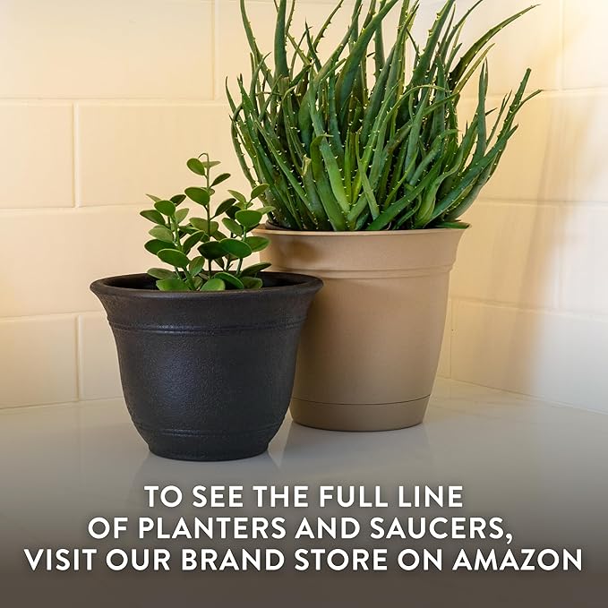 The HC Companies Sierra Round Self-Watering Pot - Lightweight Plastic Planter for Herbs & More - Durable Plant Pots for Indoor Plants & Outdoor Plants (16” Black Onyx, Pack of 1)