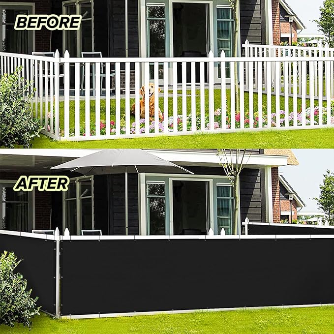 LOVE STORY 3.3'x19.7' Black Balcony Screen Privacy Fence Cover UV Protection (HDPE) Weather-Resistant 3 FT Height Shield for Deck, Patio, Backyard, Outdoor Pool, Porch, Railing