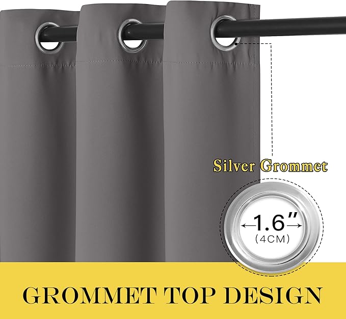 NICETOWN Blackout Curtain Panel for Bedroom - Window Treatment Thermal Insulated Solid Grommet Blackout Drape for Living Room (1 Panel, 52 by 45 inches, Grey)