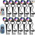 Halloween Christmas Landscape Lights 12W RGBW Outdoor Spot Lights for Yard, Low Voltage LED Landscape Spotlight with Remote Control, IP65 Waterproof Yard Spotlgiht for Lawn, Garden, 10 Pack