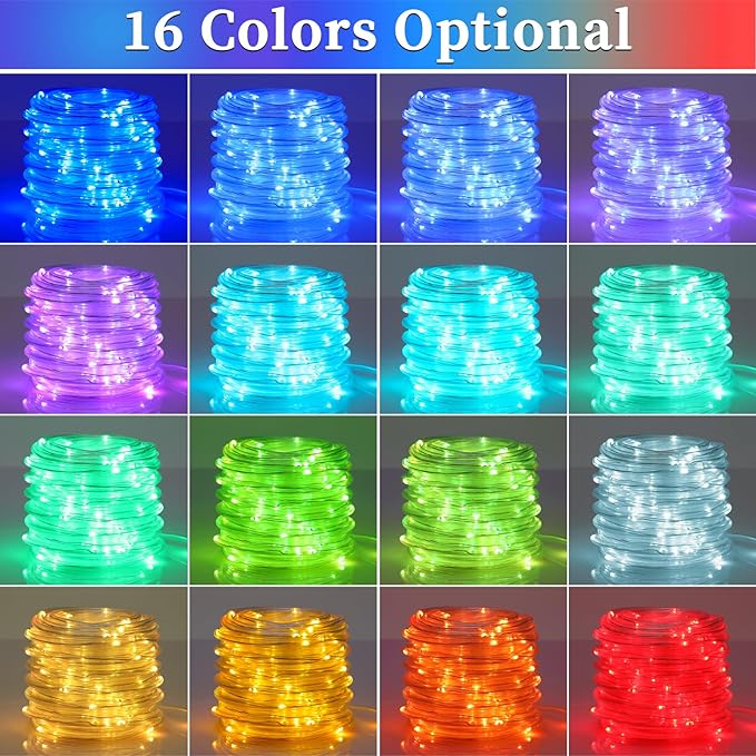 ANJAYLIA 66ft 200 LED Rope Lights Outdoor, Waterproof 16 Colors Changing String Lights Plug in with Remote Control Indoor Twinkle Fairy Lights for Bedroom Garden Party Halloween Christmas Decorations