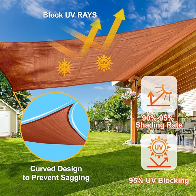 SUNLAX Sun Shade Sail 13' x 17' Terra Red Rectangle Canopy Sail Shade Cover UV Block Permeable Sunshade Outdoor for Patio Backyard Deck Pergola (We Make Custom Size)