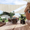 Patio Paradise 19' x 19' x 19' Sun Shade Sail Triangle Canopy Shade Cloth Fabric Sunlight Block Patio Pergola Cover HDPE Deck Awning for Outdoor Backyard Roof Shading, Beige White Strip