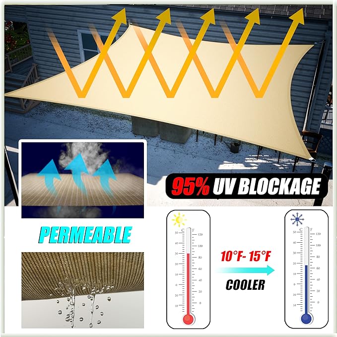Amgo Custom Size 5' x 6' x 7.8' Blue Right Triangle Sun Shade Sail UPF50+ AGTAPRT12, Order to Make Canopy Awning, 95% UV Blockage, Water & Air Permeable, Commercial Standard (We Customize)