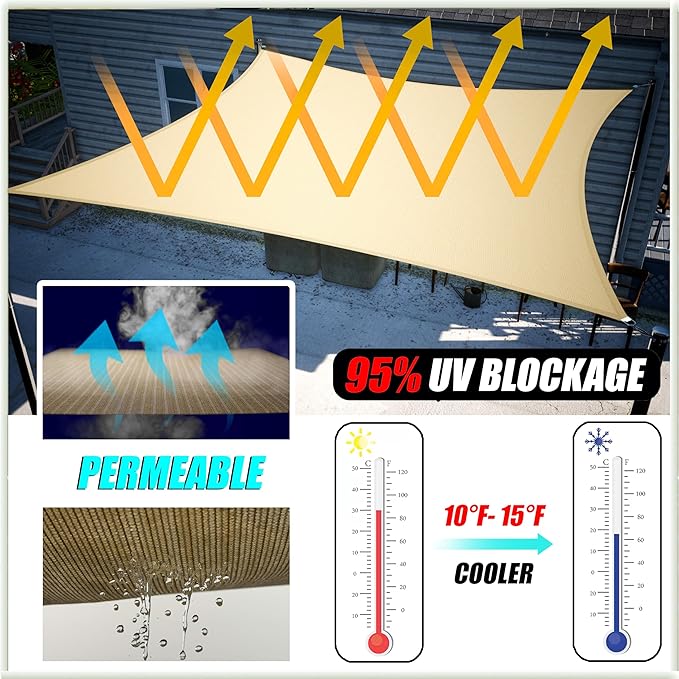 Amgo Custom Size 11' x 19' x 22' White Right Triangle Sun Shade Sail UPF50+ AGTAPRT12, Order to Make Canopy Awning, 95% UV Blockage, Water & Air Permeable, Commercial Standard (We Customize)