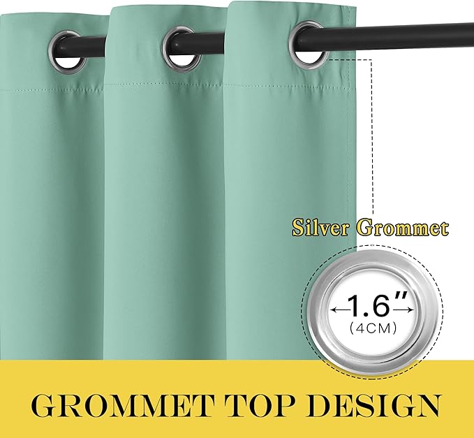 NICETOWN Blackout Window Curtain 90 inch Length - Room Darkening Thermal Insulated Grommet Large Window Treatment Light Blocking for Bedroom/Doorway (Aqua Blue, 1 Panel, W52 x L90)