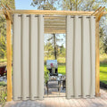 NICETOWN Outdoor Curtain for Patio Waterproof, Sun Blocking Rustproof Grommet Top and Bottom Windproof, Durable Windproof Sun/Rain Blocking for Pergola/Porch, W52 x L108, Sold by Single, Beige
