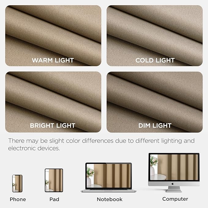 Joydeco Blackout Patio Sliding Door Curtains 96 Inches Long, Grommet Privacy Room Divider Curtains, Extra Wide Thermal Blackout Drapes for Bedroom Living Room (Light Beige, 70Wx96L, 1 Panel)