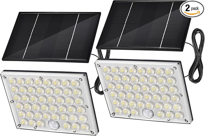 2pack 184 LED Solar Motion Lights Outdoor, Solar Wall Lights Outdoor Waterproof with 3 Modes Adjustable, Dusk to Dawn Solar Powered Security Light, Auto On/Off, for Porch, Patio