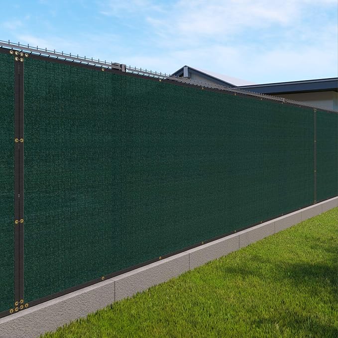 Windscreen4less Privacy Fence Screen Heavy Duty Windscreen Fencing Mesh Fabric Shade Net Cover with Brass Grommtes for Outdoor Wall Garden Yard Pool Deck, 6'x232' Green