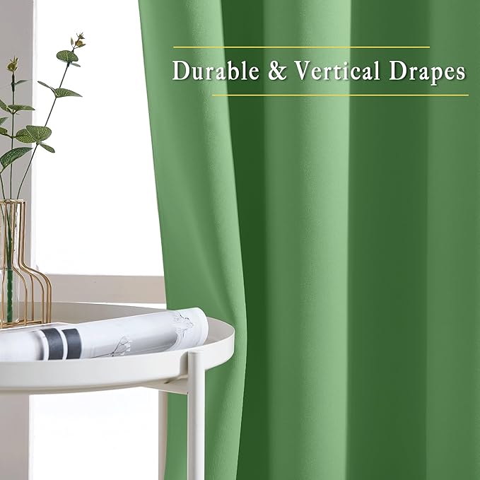 NICETOWN Blackout Window Curtain 90 inch Length - Room Darkening Thermal Insulated Grommet Large Window Treatment Light Blocking for Bedroom/Doorway (Froest Green, 1 Panel, W52 x L90)