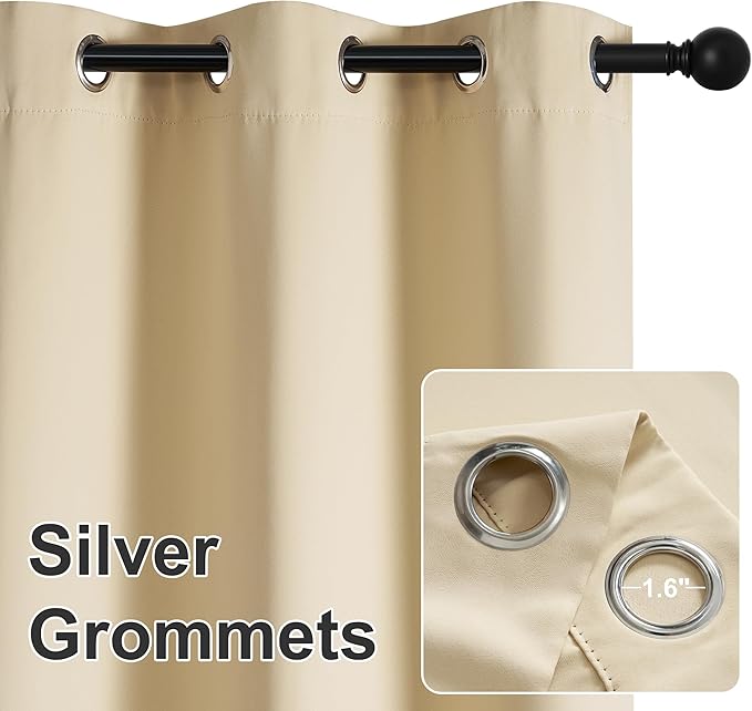 RYB HOME Extra Wide Outdoor Curtains for Patio Waterproof Heavy Duty Thermal Insulated in Summer Full Coverage Privacy for Porch, Gazebo & Pergola, W100 x L84, Biscotti Beige, 1 Panel