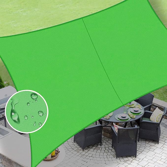 LOVE STORY Rectangle 8'x15' Waterproof Sun Shade Sail Canopy UV Block for Outdoor Patio Backyard Carport,Fruit Green(We Make Custom Size)