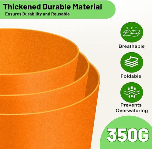 15 Gallon Fabric Grow Bags 5-Pack, 350G Heavy Duty Nonwoven Plant Pots with Handles, Breathable Root Pruning Containers for Vegetables Flowers Indoor Outdoor Gardening