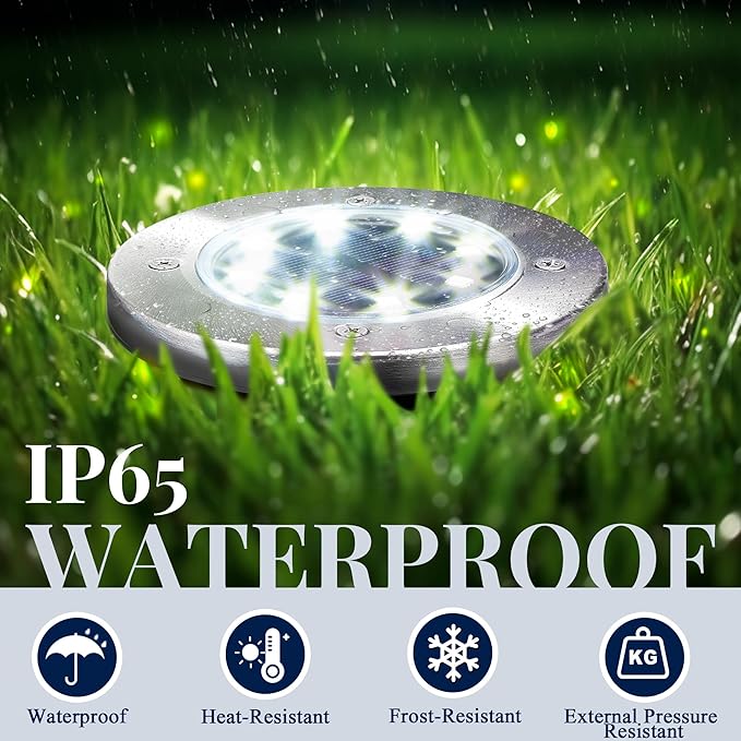 SOLPEX Solar Lights Outdoor Waterproof, 8 Pack Solar Ground Lights, Solar Garden Lights Landscape Lighting for Pathway Driveway Patio Backyard Walkway (Warm White)