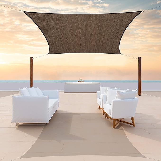 ColourTree TAPR1616 Custom Size 10' x 21' Brown Sun Shade Sail Canopy UV Block UPF50 Rectangle - Commercial Standard Heavy Duty - 190 GSM - 3 Years Warranty