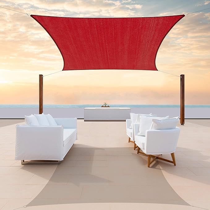 ColourTree TAPR1616 Custom Size 10' x 13' Red Sun Shade Sail Canopy UV Block UPF50 Rectangle - Commercial Standard Heavy Duty - 190 GSM - 3 Years Warranty