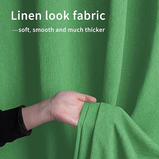 Easy-Going Linen Look Outdoor Curtains Waterproof Windproof Porch Curtains, Soft Thicken Outdoor Privacy Curtains for Patio, Gazebo, Grommet Top and Tab Bottom Drape, 1 Panel, 110x96 inch, Green