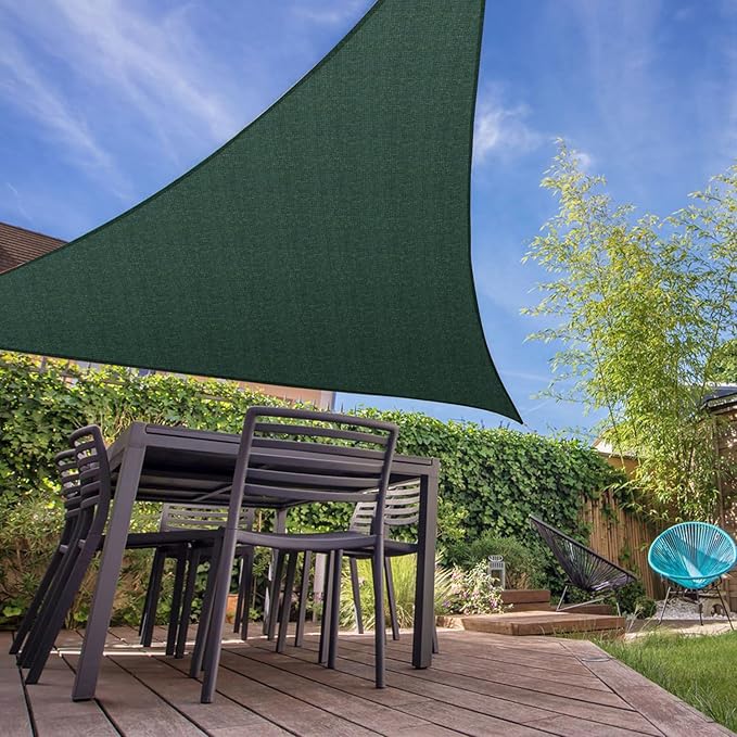 E&K Sunrise 26' x 26' x 26' Sun Shade Sail Triangle Canopy Shade Cover UV Block for Patio Backyard Garden Outdoor (Green)