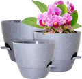 Big Self Watering Pots 12/10/9 inch, Planter, Plant Pots with Mesh Drainage Holes for Indoor Outdoor Garden Plants, Plastic Flower Pots with Removable Deep Reservoir, Speckled Grey