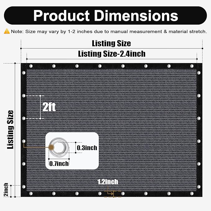 Artpuch 90% Sun Shade Cloth, 12 x 20 FT Pergola Shade Cover Canopy with Grommets, Sun Screen Fabric Tarp for Patio, Outdoor, Garden, Backyard, Dark Grey