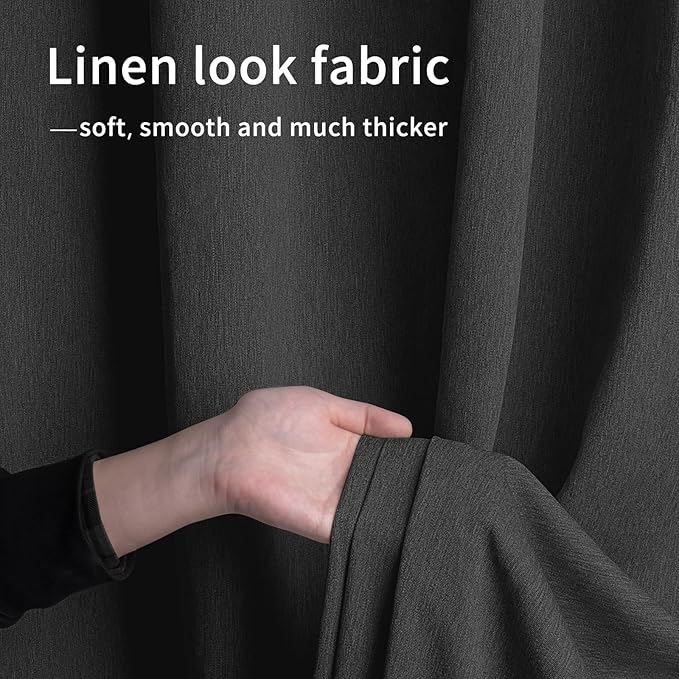 Easy-Going Linen Look Outdoor Curtains Waterproof Windproof Porch Curtains, Soft Thicken Outdoor Privacy Curtains for Patio, Gazebo, Grommet Top and Tab Bottom Drape, 1 Panel, 54x96 inch, Black