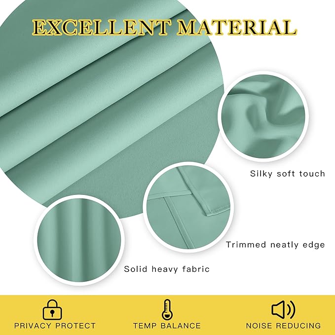 NICETOWN Blackout Window Curtain 90 inch Length - Room Darkening Thermal Insulated Grommet Large Window Treatment Light Blocking for Bedroom/Doorway (Aqua Blue, 1 Panel, W52 x L90)