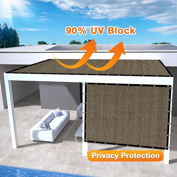 Artpuch Outdoor Pergola Shade Cover 4x11 FT Sun Shade Cloth with Grommets Mocha 90% UV Protection Canopy Patio Privacy Screen (Customized Available)