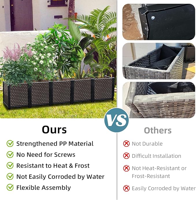 Large Planters for Outdoor Plants - Deepened 20" H, Raised Beds for Gardening Self Watering, Elevated Planter Box with Legs, Rectangular Garden Planters for Outdoor Plants Flowers, 94.4"L x 15.7"W