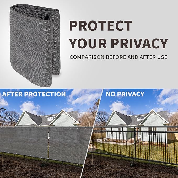 LOVE STORY Custom Size 3'x23' Dark Grey Balcony Privacy Screen,UV Block Privacy Fence Screen,90% Shield for Outdoor Pool Garden Apartment Railing