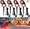 4 Pcs Christmas Red Spotlight Outdoor Plug in Landscape Lighting 12w Ip66 Waterproof LED Lights with Spiked Stand 270° Adjustable Outdoor Spot Lights for Yard Lawn Garden Tree Flags Holiday