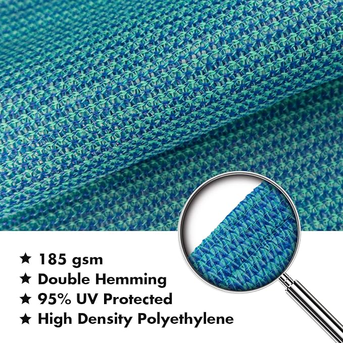 KANAGAWA 14'X18' Turquoise Mix Custom Size Sun Shade Sail Rectangle UV Block Canopy Cover for Patio Backyard Lawn Garden Outdoor (Customized Available)