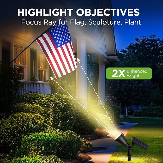 InnoGear Solar Spot Lights, Outdoor Solar Lights Solar Spotlights Flag Pole Light Waterproof Landscape Lighting Outside for Flag Uplighting Backyard Patio Pathway Statue Palm Tree Sign, Warm White