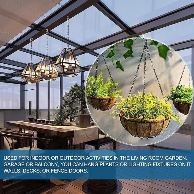 ONIKK Ceiling Hooks for Hanging Plants (6 PCS Gold), Heavy Duty Metal Plant Hooks, Screw in Hooks for Hanging Birdfeeders, Lamps, Planters, Indoor Outdoor Wall Baskets Hooks up to 33 lbs