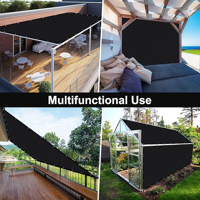 Artpuch 90% Sun Shade Cloth, 3 x 16 FT Pergola Shade Cover Canopy with Grommets, Sun Screen Fabric Tarp for Patio, Outdoor, Garden, Backyard, Black