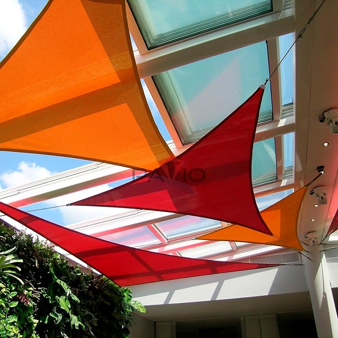 Patio Paradise 12' x 12' x 12' Sun Shade Sail Triangle Canopy Shade Cloth Fabric Sunlight Block Patio Pergola Cover HDPE Deck Awning for Outdoor Backyard Roof Shading, Orange