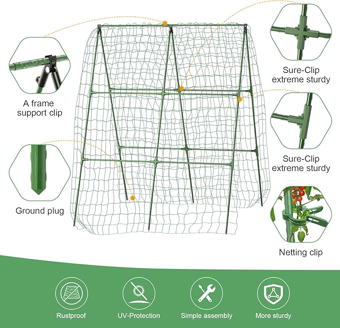 55" H x 36" W Cucumber Trellis for Raised Bed Garden, Cucumber Trelli for Climbing Plants Outdoor，A-Frame Vegetable Grow Supports, Tomato Plant Support for Tomato Squash Zucchini (1PC)
