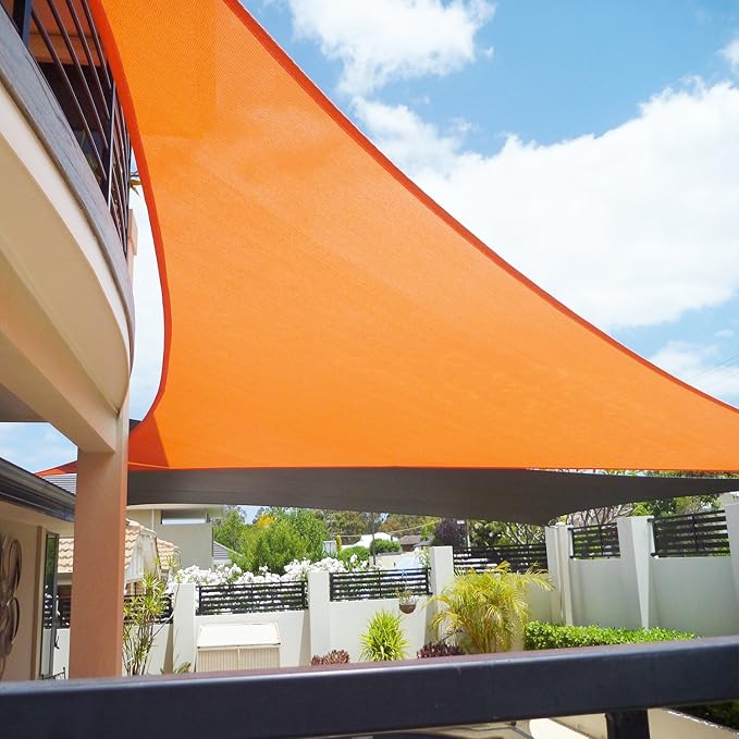 E&K Sunrise 28' x 28' x 28' Sun Shade Sail Triangle Canopy Shade Cover UV Block for Patio Backyard Garden Outdoor (Orange)