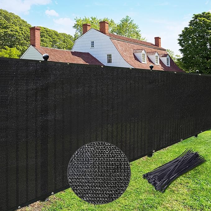 UPGRADE Privacy Fence Screen 5'x66' Black Outdoor 90% Visibility Blockage 170 GSM Mesh Shade Cover Panels for Backyard,Balcony,Home Decoration with Zip Ties,Customized Avaliable