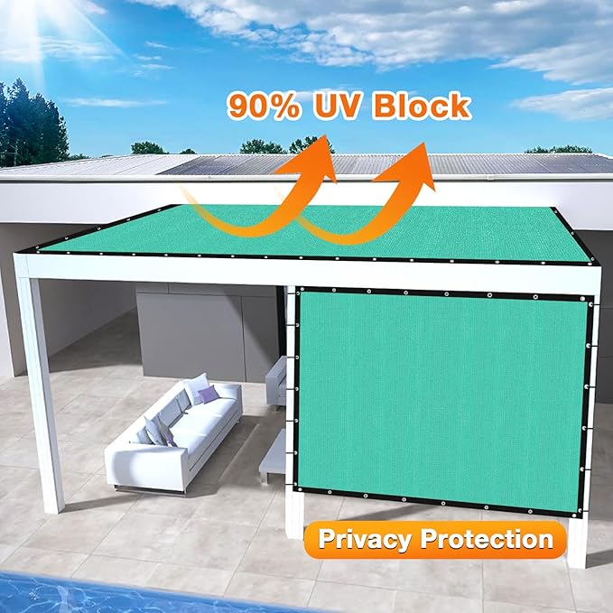 Artpuch Outdoor Pergola Shade Cover 5' X 7' Sun Shade Cloth with Grommets, 90% UV Protection Canopy Patio Privacy Screen (Customized Available) GN107, Turquoise