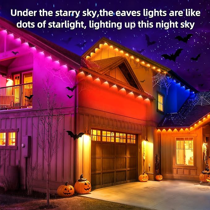 Permanent Outdoor Lights,400ft RGB Outdoor Led Lights,Music Synchronised Eave Light with APP/Remote Control,Waterproof Eave Lights for Halloween,Christmas,Festivals,Parties(Two 200ft Rolls)