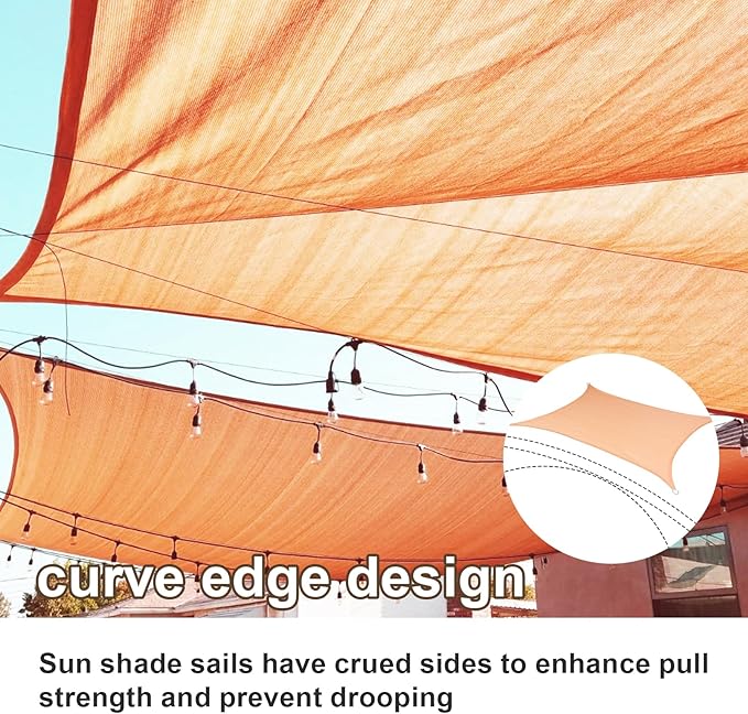 SUNLAX Sun Shade Sail 12' x 13' Peach Fuzz Rectangle Canopy Sail Shade Cover UV Block Permeable Sunshade Outdoor for Patio Backyard Deck Pergola (We Make Custom Size)