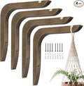 USION Wooden Plant Hangers Indoor Wall Mount, 8.6-Inch Hanging Plant Hooks for Wall, Basket Hooks for Lanterns, Flower Bracket, Wind Chimes, Light, Bird Feeders Decoration (Brown 4PCS)