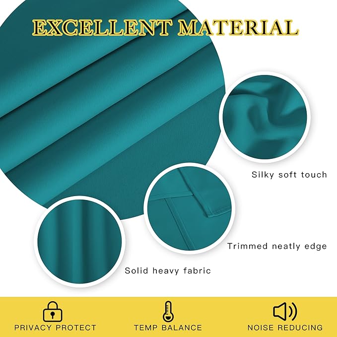 NICETOWN Blackout Window Curtains & Drapes - Thermal Insulated Grommet Light Blocking Window Treatment Privacy Drape for Bedroom/Living Room (Peacock Teal, 1 Panel, W52 x L72)