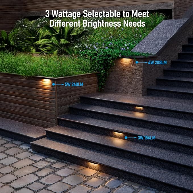 LEONLITE 7 Inch LED Hardscape Lighting, Update Retaining Wall Lights, LED Landscape Lighting, 12-24V AC/DC Paver Light Low Voltage, 3W/4W/5W Dimmable Outdoor Step Lights, 2700K Soft White, ETL, 4 Pack