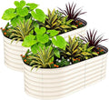 2 Pcs Raised Garden Beds Outdoor 8x2x2 ft - Galvanized Steel Planter Box for Vegetables, Flowers, Rust-Resistant Garden Box, Easy Assembly Raised Beds, Durable Planters for Outdoor Plants, Beige