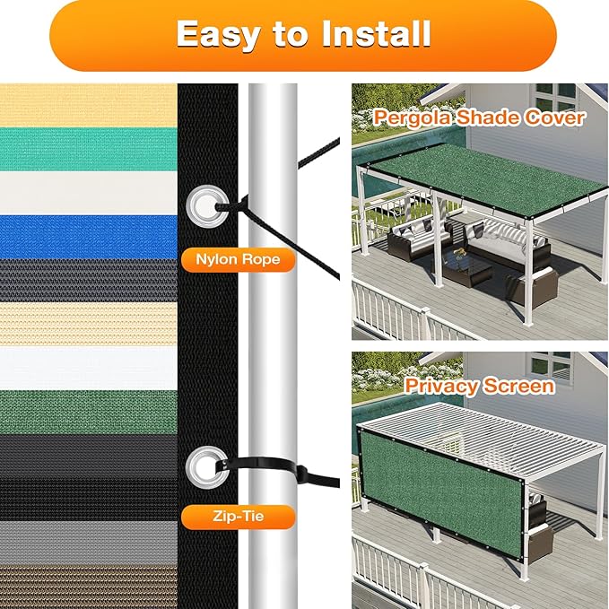 Artpuch Outdoor Pergola Shade Cover 16' X 20' Sun Shade Cloth with Grommets, 90% UV Protection Canopy Patio Privacy Screen (Customized Available) GN107, Green