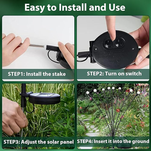 12-Pack Garden Solar Lights, 96 LED Solar Lights Outdoor for Garden Decor, Waterproof Firefly Light Outdoor (Sway by Wind), Swaying Light for Outside Yard Pathway Landscape Decorations (Warm White)