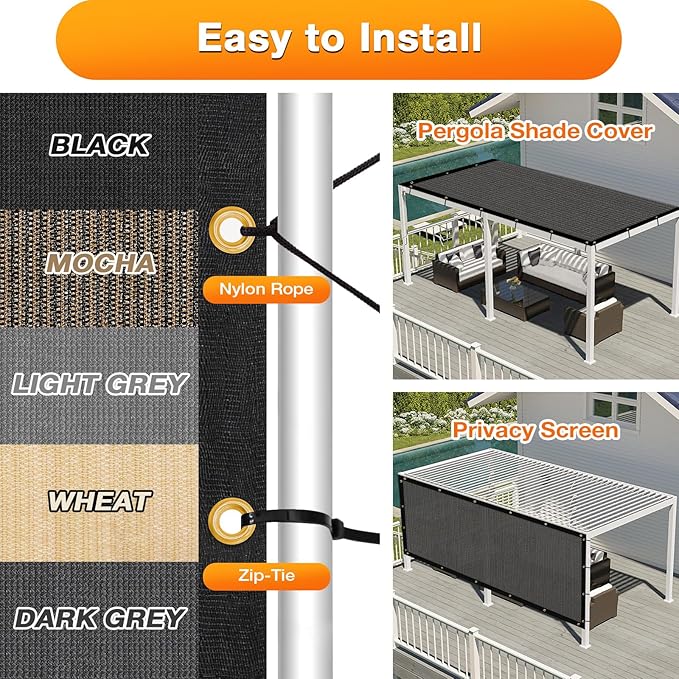 Artpuch Outdoor Pergola Shade Cover 6x21 FT Sun Shade Cloth with Grommets Dark Grey 90% UV Protection Canopy Patio Privacy Screen (Customized Available)